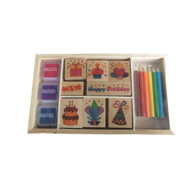 China Office fashion factory direct sales cartoon cheap stamp for children wooden stamp for sale