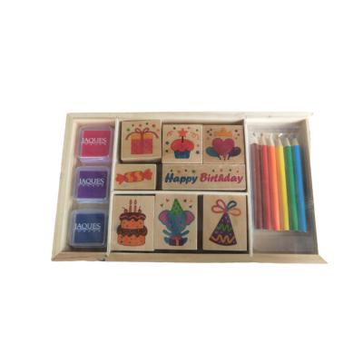 China Direct Sales High Quality Cheap Children Desktop Factory DIY Stamp Toy Wooden Stamp For Kindergarten School for sale