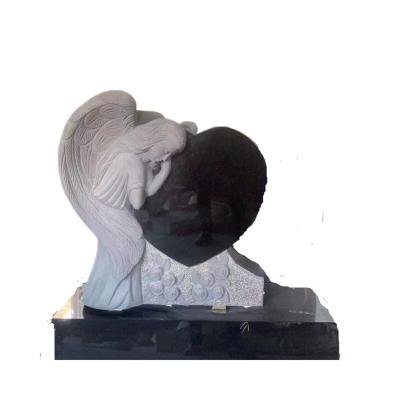 China Modern Granite Carved Cheap Angel Heart Headstone Monuments for sale