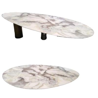 China Modern Modern Design Round Sturdy MDF Top With Metal Legs Dining Table Restaurant Table for sale