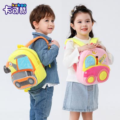 China Lightweight Boy Girl Backpack 2-4 Years Old Vehicle Engineering Plush Backpack Cute Children Schoolbag for sale