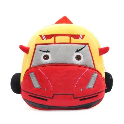 China Lightweight Cute Children Backpack Boy Girl Racing Car Cartoon Backpack Plush Toy Bag Plush School Bag for sale