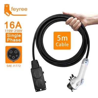 China feyree electric car side discharge EV plug type 1 16A charger cable with EU plug outdoor power station 3.5kw/7kw/11kw/22kw for sale