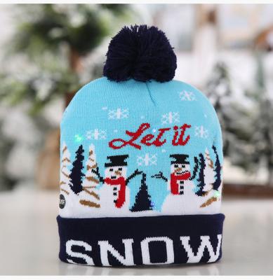 China Newest Warm Knitted Decorative Beanie/Wholesale Winter Fashion Christmas Elf Hat LED Merry Christmas Hat Colorful Lights for sale