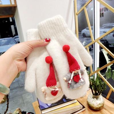 China Haling Hands Santa Decoration Winter Warm Mitten Cute Korean Knitted Ouch Thick Screen Christmas Glo Ves For Women for sale