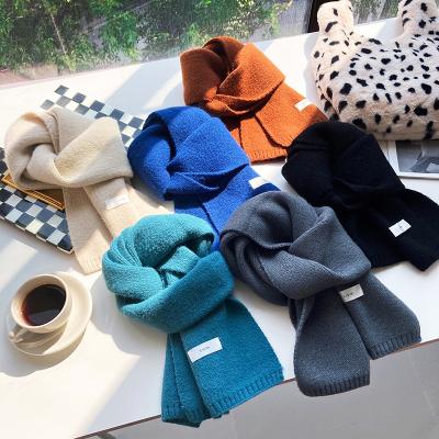 China Custom Warm Knitted Knitted Scarf Women's Scarf Solid Color Winter Logo And Color Woolen Yarn Shawls For Ladies for sale