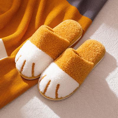 China New Arrivals 2021 Fashion Trend Cartoon Warm Cartoon Cat Indoor Soft-soled Fluffy Slippers Winter New Arrivals Unisex Slippers for sale