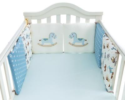 China Cartoon 100% Cotton Knitted Inflatable Baby Crib Bumper Set Mesh Bedding Bumper for sale