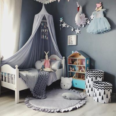 China Folded Kids Play Mat Tent Bed Curtain Cribs 100% Cotton Circular Bed Canopy for sale