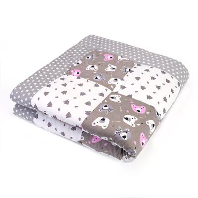 China Sports Toy Bear Patchwork Digital 100% Printing Cotton Fabric Crib Decor Customize Crawling Mat Covering for sale