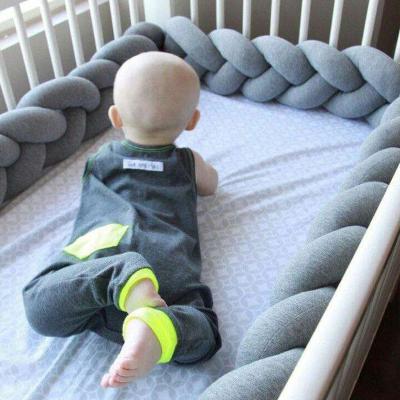 China Massage Baby Crib Bed Bumpers Braids Knot Protector Pillow Home Decoration Gray for sale