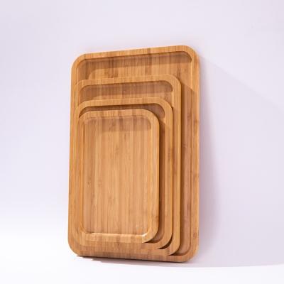 China Sustainable Bamboo Tray Reusable Bamboo Serving Tray Bamboo Dinner Platter Coffee Table Tray Wholesale for sale