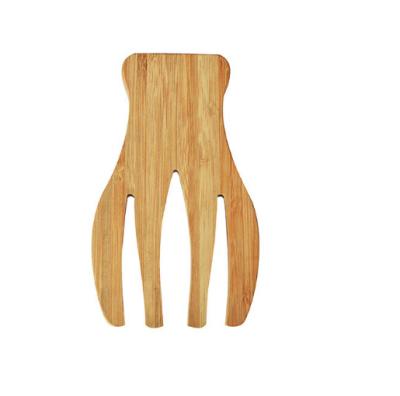 China Customized Sustainable Wholesale Cheap Bamboo Handle Kitchenware Housewares Salad Serving Hands for sale