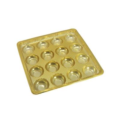 China Wholesale Clean and Beautiful Golden Recyclable PET Plastic Bubble Cover Chocolate Candy Packaging Tray for sale