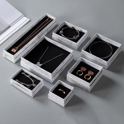 China New Style Marbling Paper Jewelry Box Custom Wholesale Environmental Friendly Logo Ring Necklace Bracelet Earring Packaging Box for sale