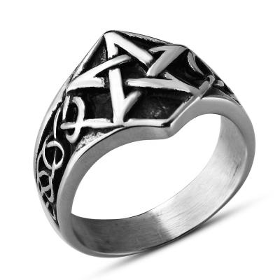 China High Quality Jewelry Punk Viking Star Titanium Steel Rings Biker Fashion Rings Hip Hop Rings for sale