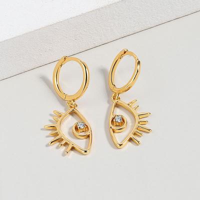 China Fashion Jewelry Evil Eye Fatima Earrings Environmentally Friendly Lucky Eye Diamond Zircon Drop Earrings For Women Girls for sale