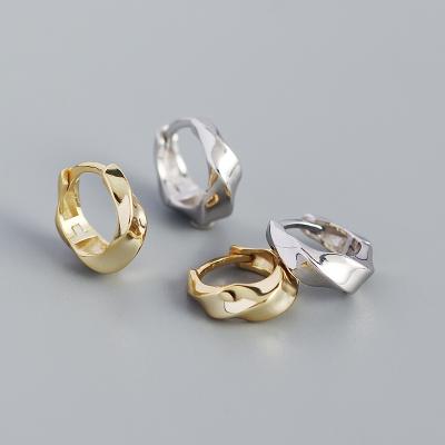 China Environmental Friendly Wholesale Irregularly Twisted Geometry Smooth S925 Sterling Silver Chunky Earrings for sale