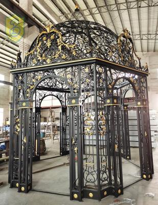 China Luxury Metal Wedding Decorative Large Wrought Iron European Outdoor Green Gazebo for sale