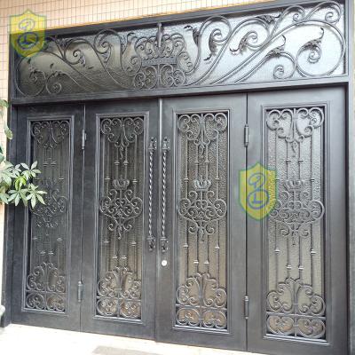 China Modern Hot Sale Exterior Wrought Iron Front Door Designs Prices for sale