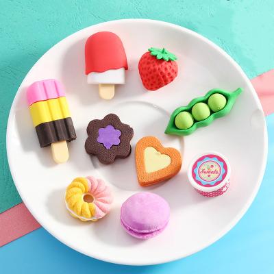 China Customized Non-toxic And Odorless DIY Cartoon Stationery Eraser Food Series Eraser For Gift for sale