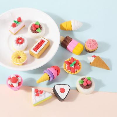 China Non-toxic and Odorless Hot Sale Custom 3D Food Cake Puzzle Shaped Pencil Eraser Kawaii for sale