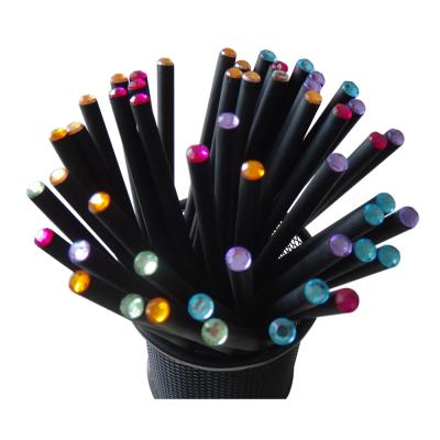 China office & Factory Wholesale High Quality Custom Round Jewel School Pencil Black Wooden Pencils 7inch HB for sale