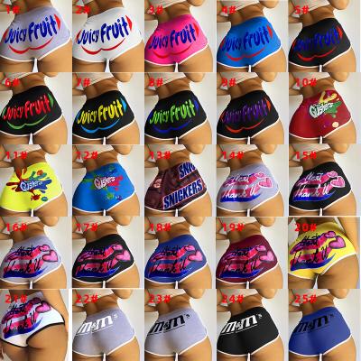 China QUICK DRY Summer Fashion High Waisted Sexy Women's Shorts Shorts Yoga Pants Tight Letter Print Women Leggings for sale