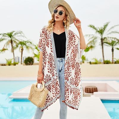 China Wholesale Luxury Summer Floral Open Front Beach Boho Kimono Women Windproof for sale