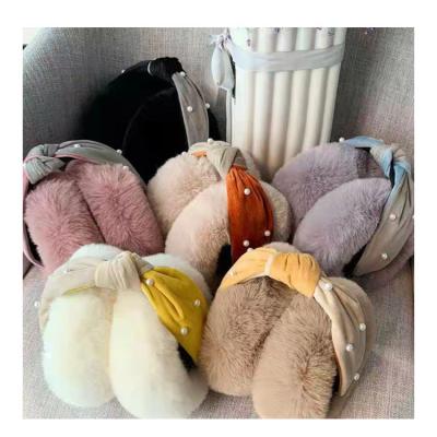 China Fashion Factory Winter Ladies Warm Outdoor Fur Wholesale Soft Feeling Luxury Ladies Earmuffs for sale