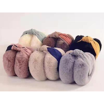 China Fashion Plush Adjustable Soft Winter Ear Protector Soft Feeling Warm Muffs Covers Rabbit Faux Fur Earmuff Winter Warm for sale