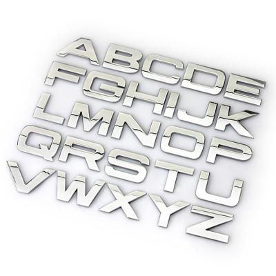 China Waterproof Custom Metallic Labels Waterproof Transfer Metal Letters 3D Embossed Nickel Label Stickers for sale