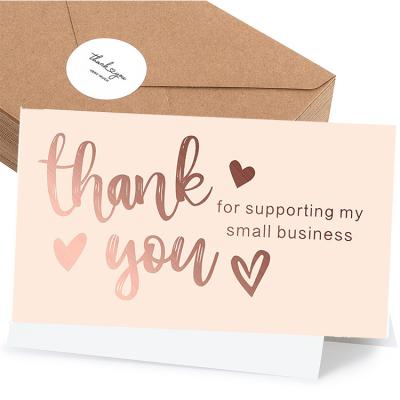 China paper & Customizable Cardboard Engraving Thank You Card Small Business Pink Custom Paper Cards for sale