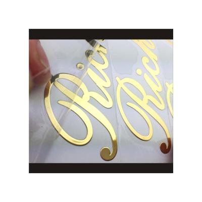 China Popular High Quality Waterproof Gold Heat Transfer Vinyl Stickers Electroforming Metal Nickel 3D Sticker for sale