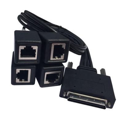 China Electronic VHDCI 68 4 Pin Male To Female Ports 8P8C RJ45 Cat5e Router Rolled Splitter Cable for sale