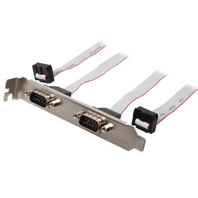 China Home Appliance 2 DB9 RS232 Serial Port Left Bracket To IDC 10 Pin Header Cable for sale