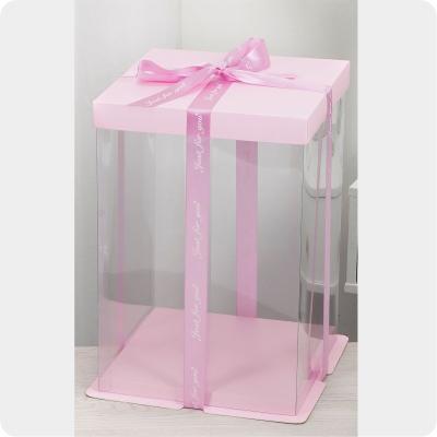 China Disposable Wholesale Custom Printing Clear Visible Inner Big Cake Box Cake Box For Birthday for sale