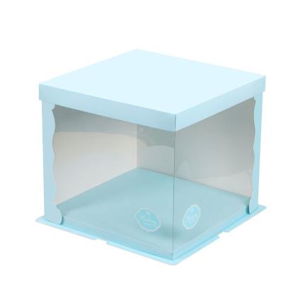 China Recycled Materials Wholesale Custom Logo Printing Transparent Cake Box Cake Box With PVC Window for sale