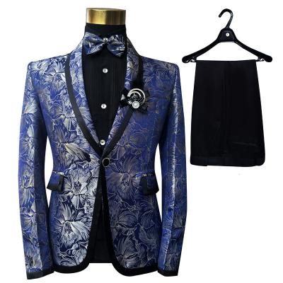 China Anti-Wrinkle Mens Suits Embroidery Jackets Tuxedo Mens Blazers Slim Fit Suit Sequin Blazer Set For Grooms Men Plus Size Suits for sale