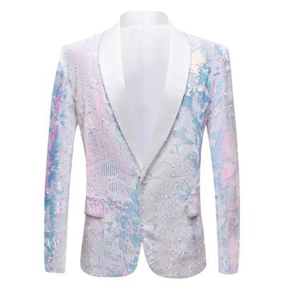 China Anti-wrinkle men suits 2022 embroidery design tuxedo mens blazers slim fit suit sequin blazer 2 piece set for men groom suits for sale