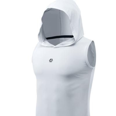 China Slim Breathable Gym Vest Sports Tank Tops Sleeveless Vest With Hood Mens Hoodies Beach Sleeveless Gym Top for sale