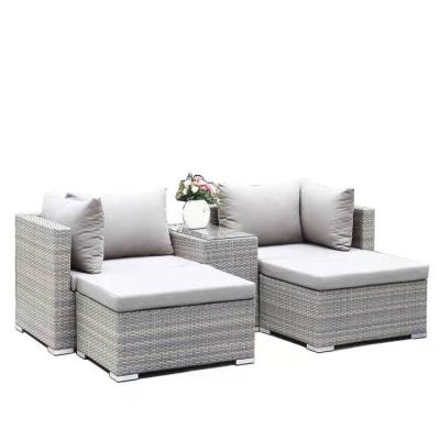 China Traditional hot sale aluminum frame PE wicker sofa conversation corner sofa set outdoor sectional rattan sofa for sale