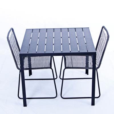 China All weather; Morden UV Protection And Single 3 Pcs All Steel Outdoor Patio Rattan Rope Chair Set On Sale for sale