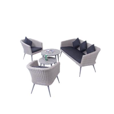 China Modern Outdoor Furniture Cheap Outdoor Rattan Cafe Chair With Cushion French Bistro Table Set for sale