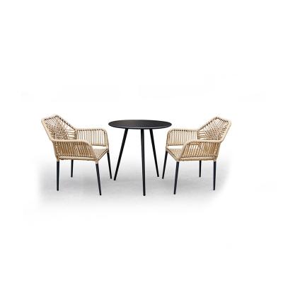 China Wholesale New Modern Style Rope Woven Dining Chair And Table For Garden Bistro Set for sale