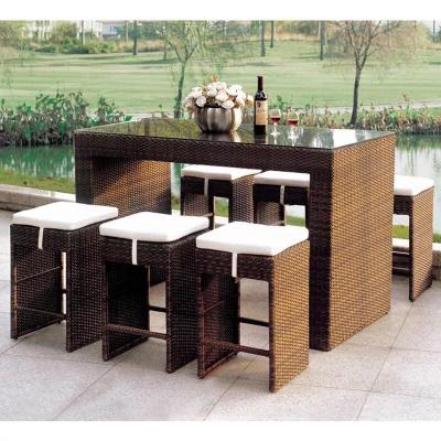 China All weather; UV Protection 7 Pieces All Aluminum Garden Patio Bar Chair Bar Table With High Bar Stools for sale