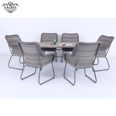 China Modern Aluminum Table And Pics 7 Chairs For Outdoor Wicker Dining Chairs Set for sale