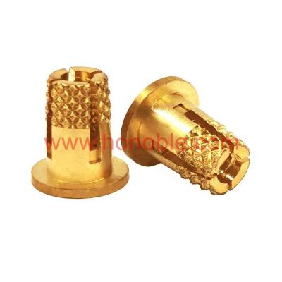 China Heavy Industry Recess Slotted Brass Inserts , Slotted Barb Diamond Knurling Insert Nuts for sale