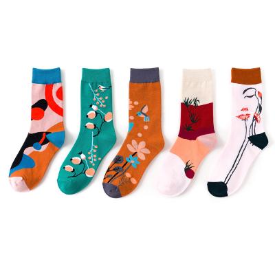 China Women unisex socks QUICK DRY explosive cotton tube jars flower creative art fashionable socks for sale