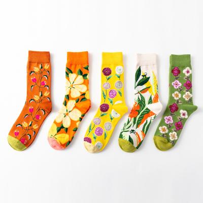 China Wholesale QUICK DRY Flower Series Fashionable Socks Couple Socks Cotton Unisex Socks for sale